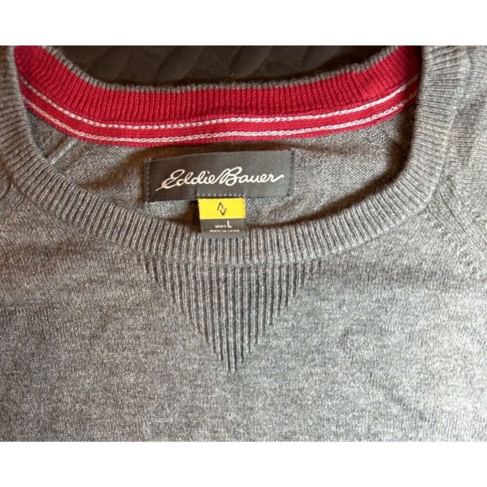 Eddie Bauer Cashmere Blend Sweater Men's Size Large Grey Lightweight Casual Soft - Picture 4 of 8